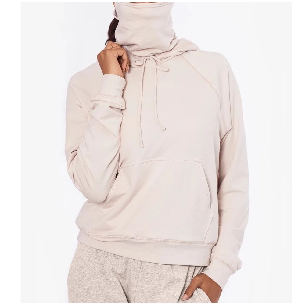 BAM by Betsy & Adam sand hooded sweatshirt with mask NWT XL